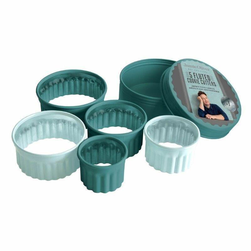 Jamie Oliver Fluted Cookie Cutters Set Of 5 Atlantic Green, , large image number 0