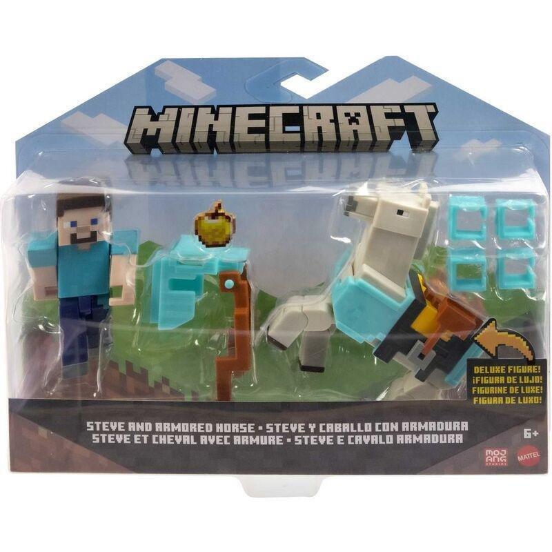 Mattel Minecraft Steve & Armored Horse 3.25 Inch Pack of 2 Core Figures HDV39, , large image number 0