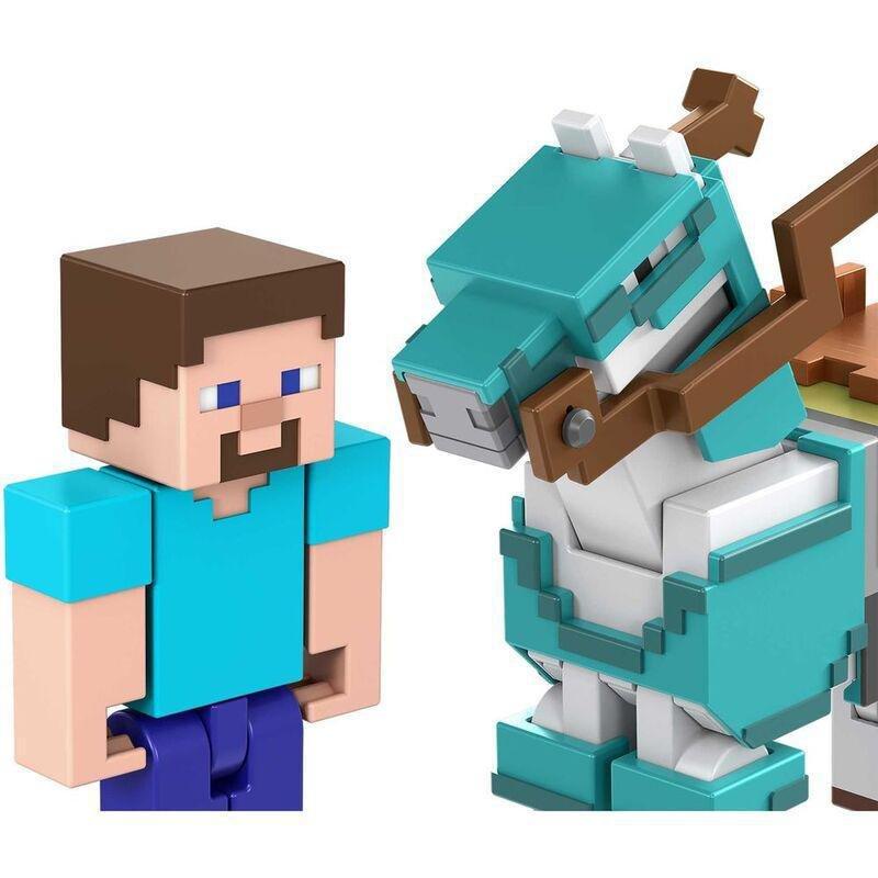 Mattel Minecraft Steve & Armored Horse 3.25 Inch Pack of 2 Core Figures HDV39, , large image number 1