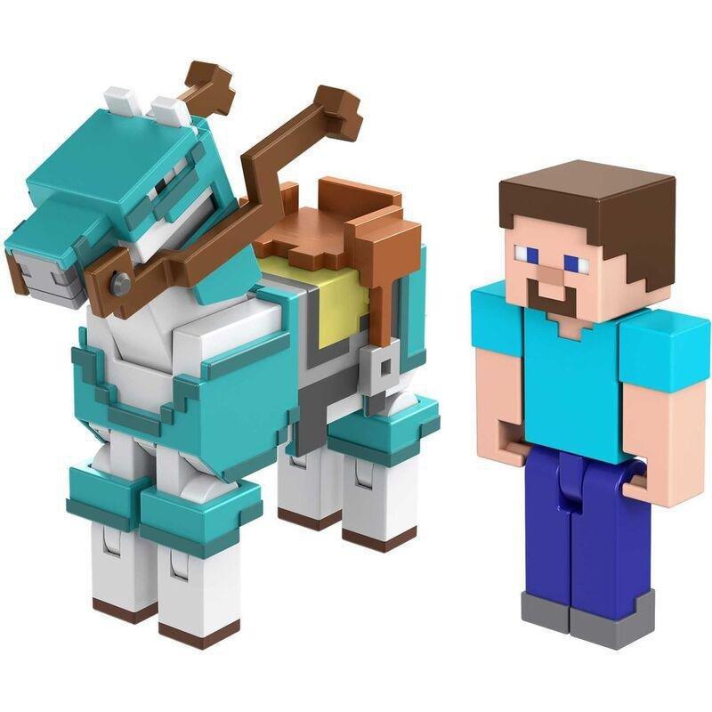 Mattel Minecraft Steve & Armored Horse 3.25 Inch Pack of 2 Core Figures HDV39, , large image number 2