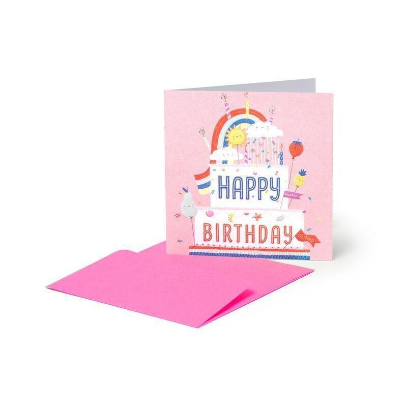 Legami Greeting Card - Small - Rainbow - Cake (7 x 7 cm), , medium