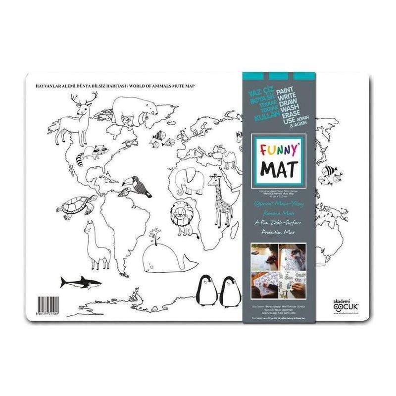 Funny Mat Activity Placemat World of Animals Mute Map, , large image number 0