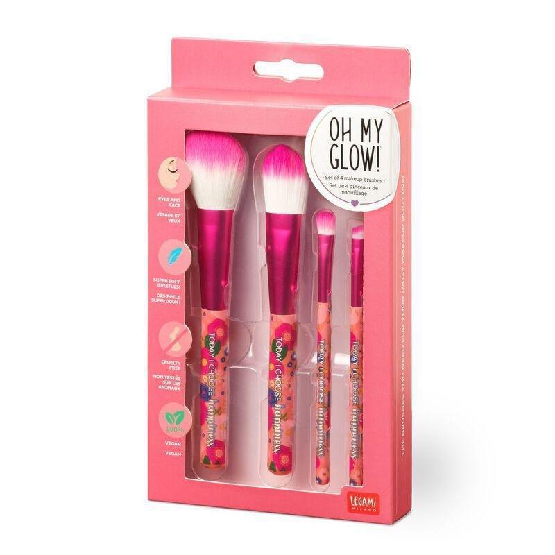 Legami Set of 4 Makeup Brushes - Oh My Glow!- Flowers, , large image number 1