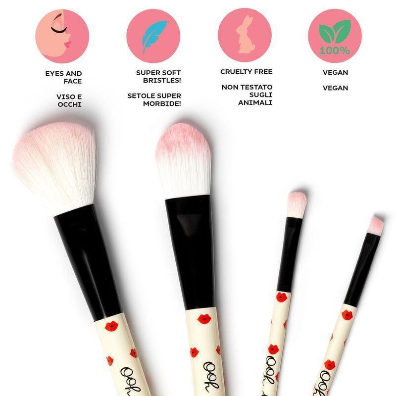 Legami Set of 4 Makeup Brushes - Oh My Glow!- Lips, , medium