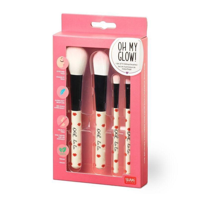 LEGAMI - Legami Set of 4 Makeup Brushes - Oh My Glow!- Lips