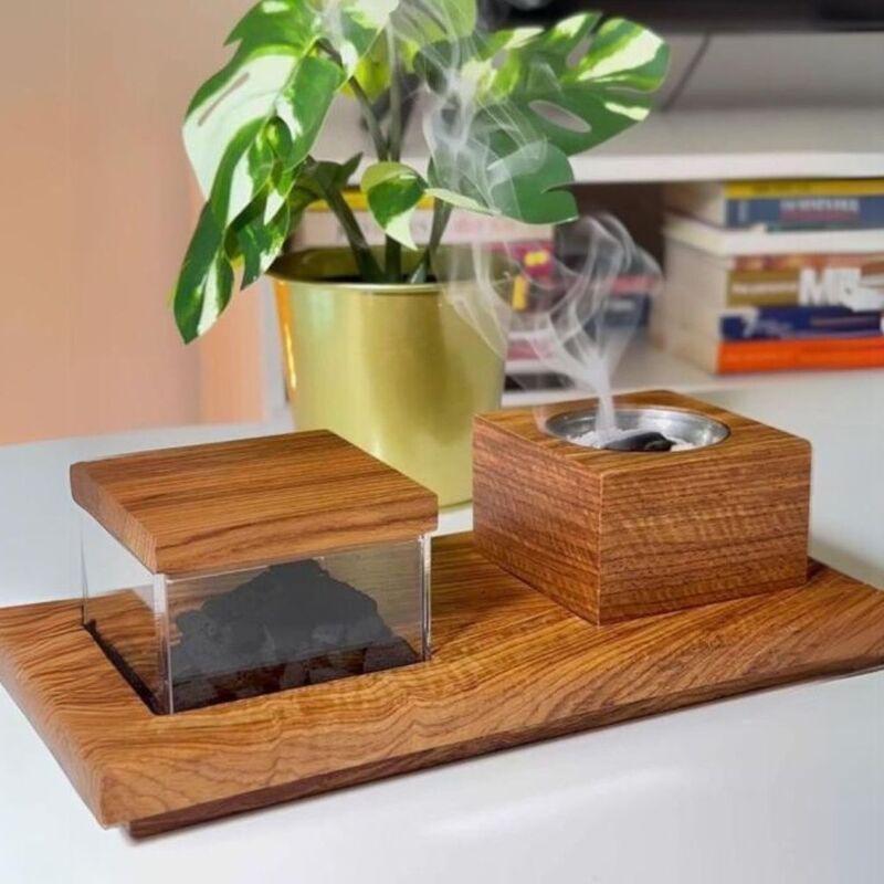 HilalFul Wooden Incense Burner Tray Set, , large image number 1