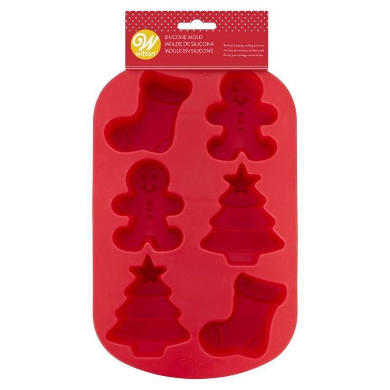 Wilton Xmas-Stocking/Boy/Tree Silicone Mold 6 Treats, , large image number 0