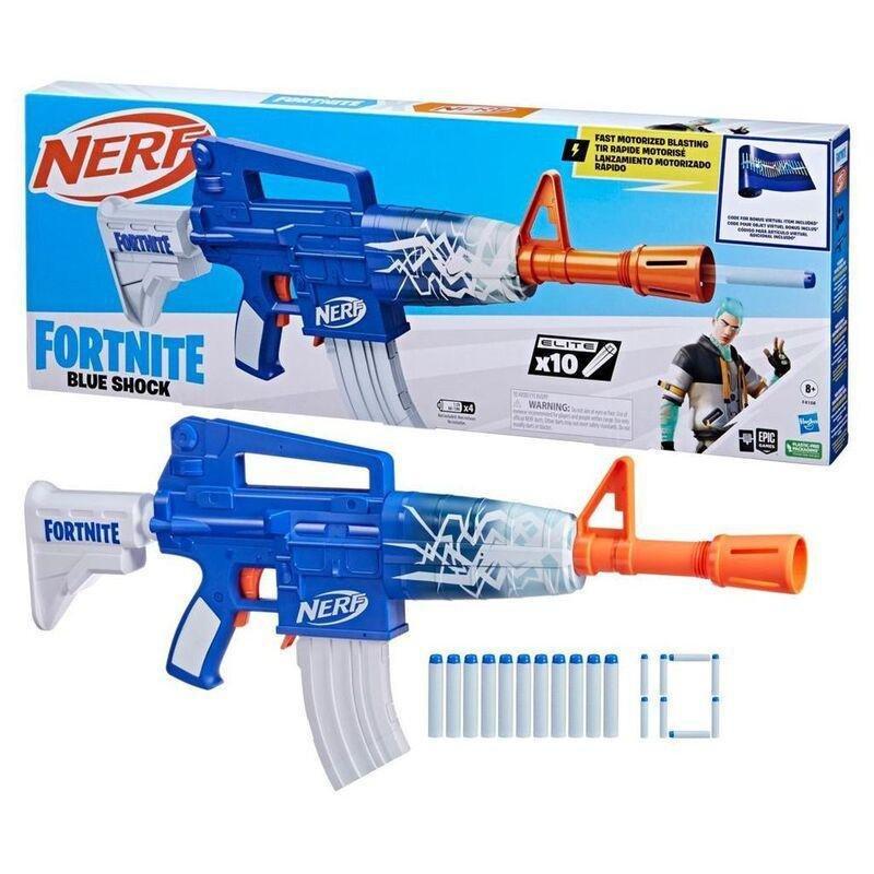 Nerf Fortnite Blue Shock Fully-Motorized Blaster F4108, , large image number 1