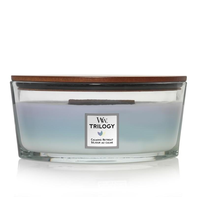 Woodwick Candle Trilogy Ellipse Jar Calming Retreat, , large image number 0
