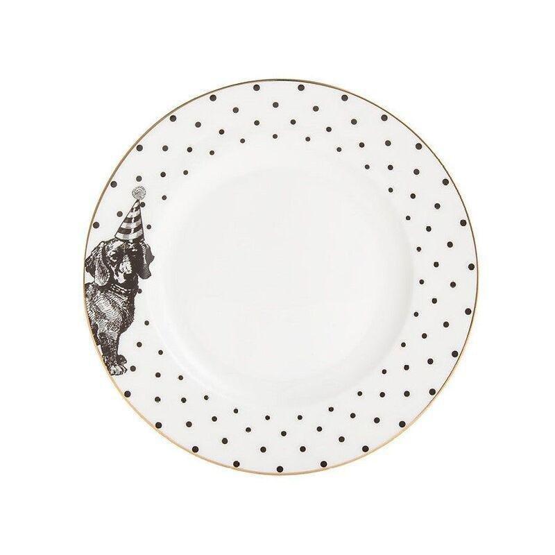 Yvonne Ellen Monochrome Side Plate - Dog (16 cm), , medium