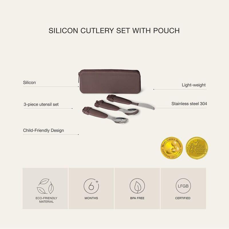 Citron 2023 Silicone Cutlery Set with Pouch Beige, , large image number 8