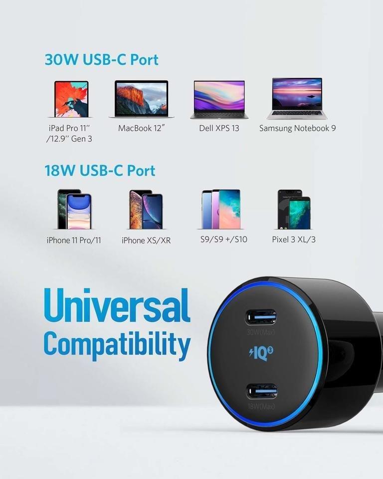 Anker PowerDrive+ III Duo Black 48 with Piq 3 Car Charger, , large image number 1