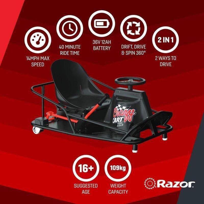 Razor Crazy Cart XL Electric Ride-On Go Kart, , large image number 1