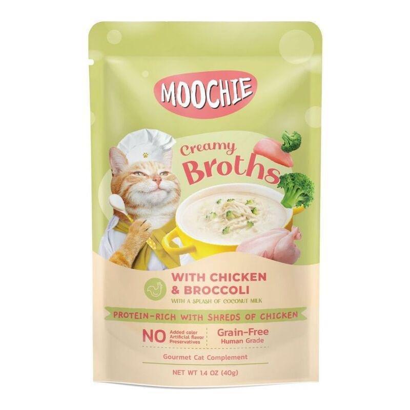 Moochie Kitten Creamy Broth with Chicken & Broccoli 40g Pouch, , large image number 0
