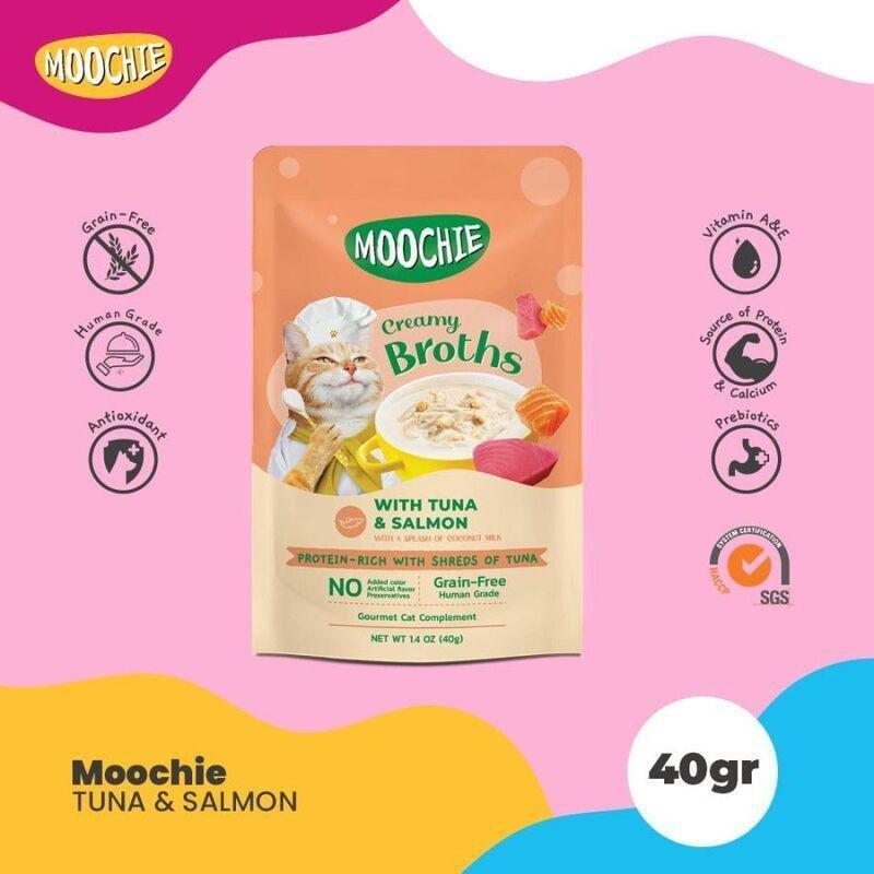 Moochie Kitten Creamy Broth with Tuna & Salmon 40g Pouch, , large image number 1