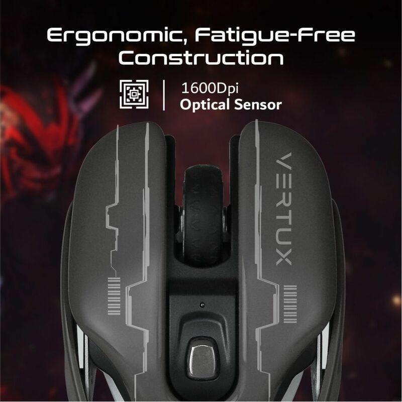 Vertux Glider Ergonomic Lightweight Skeleton Gaming Mouse Black, , large image number 3