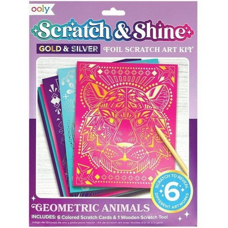 OOLY - OOLY Scratch And Shine Foil Scratch Art Kit - Geometric Animals