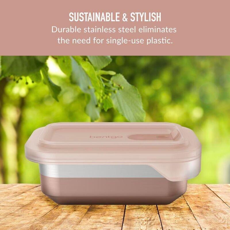 Bentgo Microsteel Heat And Eat Lunch Box - Snack Size - Rose, , large image number 3