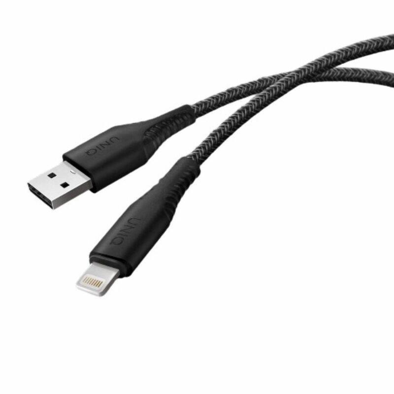 Uniq Helix Anti-Microbial USB-A To Lightning Cable Midnight Black 1.2M, , large image number 0