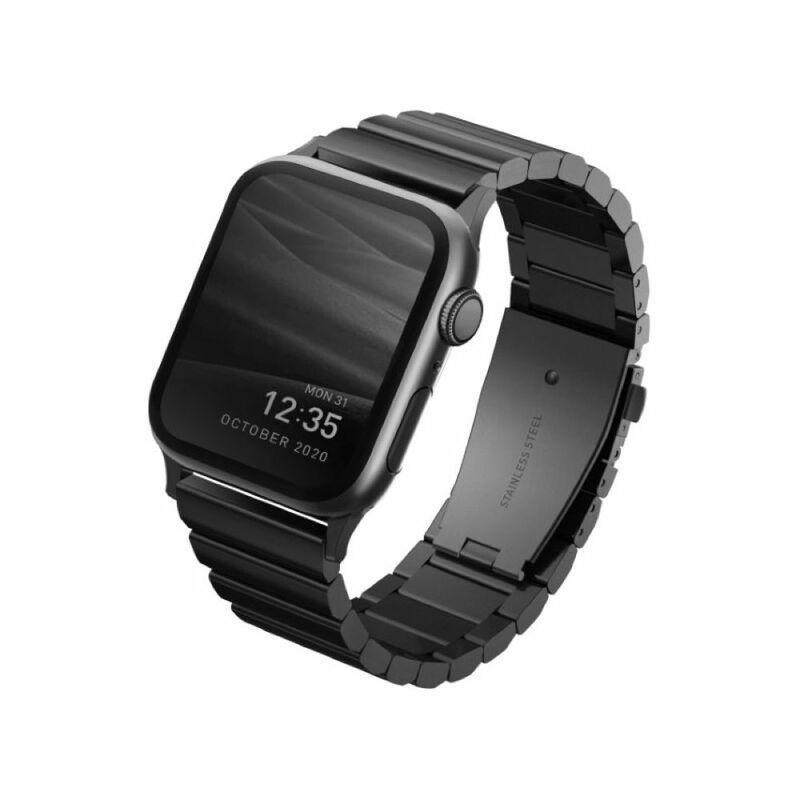 Uniq Strova Steel Link Band Midnight Black For Apple Watch 44/42mm (Compatible with Apple Watch 42/44/45mm), , large image number 0