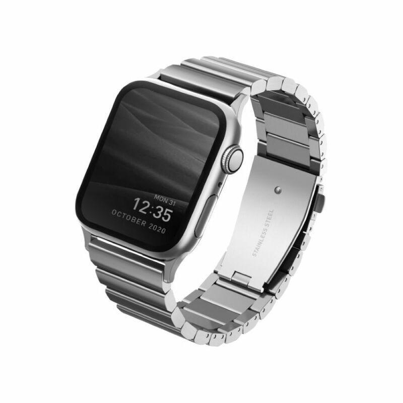 Uniq Strova Steel Link Band Sterling Silver For Apple Watch 44/42mm (Compatible with Apple Watch 42/44/45mm), , large image number 0
