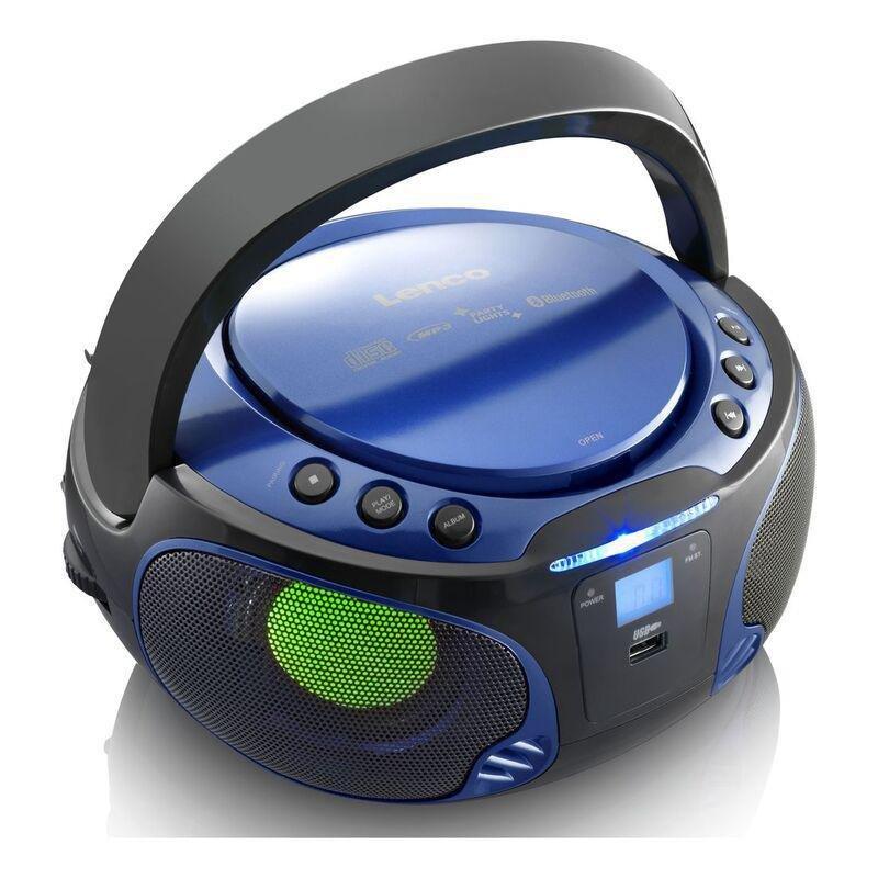 Lenco SCD-550BU Portable FM Radio/CD/Mp3/USB/Bluetooth Player with LED Lighting - Blue, , medium