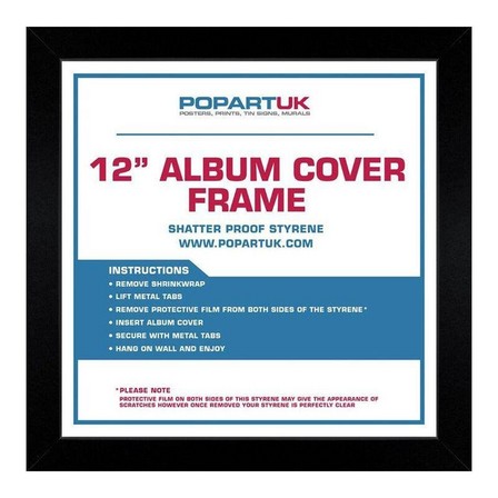 CAVO MUSIC - PopartUK Wooden Record Cover Display Frame for 12-inch Vinyl Records (36 x 36cm) - Black