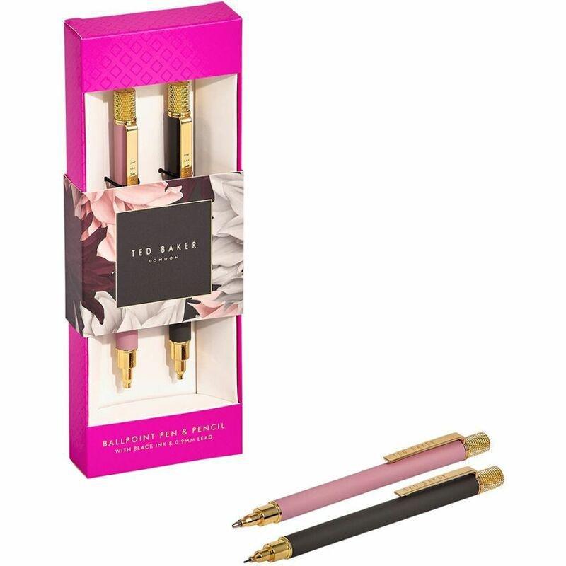 Ted Baker Pen & Pencil Set Grey/Dusky Pink, , large image number 3