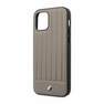 BMW Pc/Tpu Shiny Hard Case Genuine Leather with Vertical Hot Stamped Lines Brown for iPhone 12 Pro Max