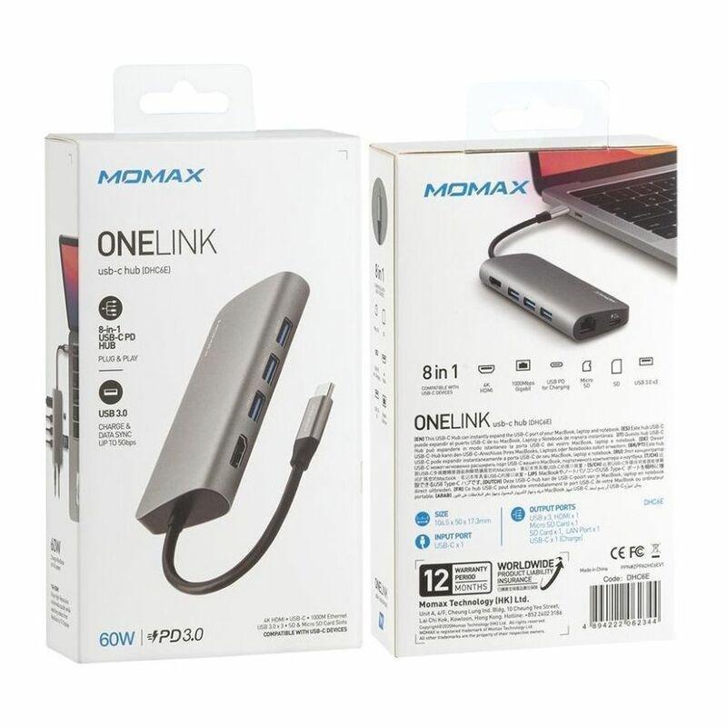 Momax OneLink 8-in-1 USB-C Hub Space Grey, , large image number 0