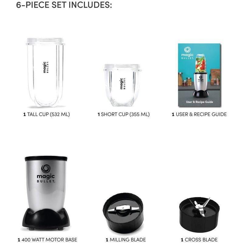Nutribullet Magic Bullet High-Speed Blender/Mixer System 400W Silver (Set of 6), , large image number 1