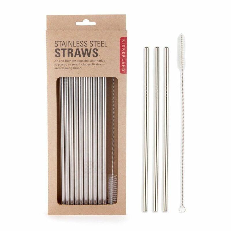 Kikkerland Stainless Steel Straws Set Of 10, , large image number 0