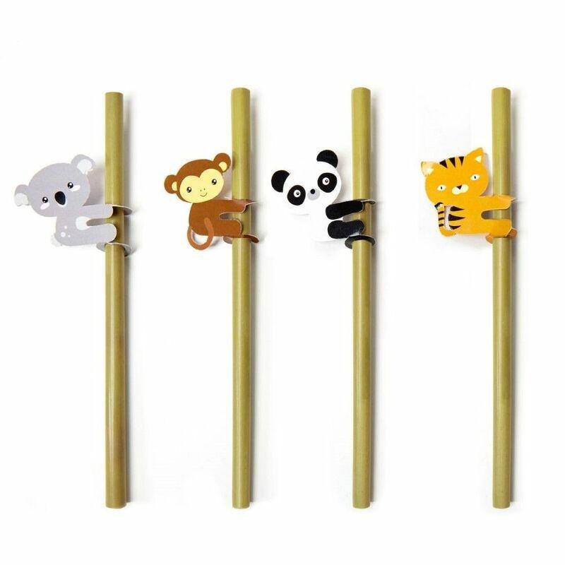 Kikkerland Animal Bamboo Straws, , medium