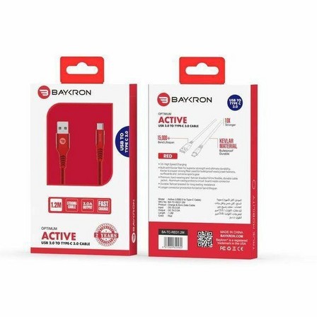 BAYKRON - Baykron USB-A to Type-C Cable 1.2M Red