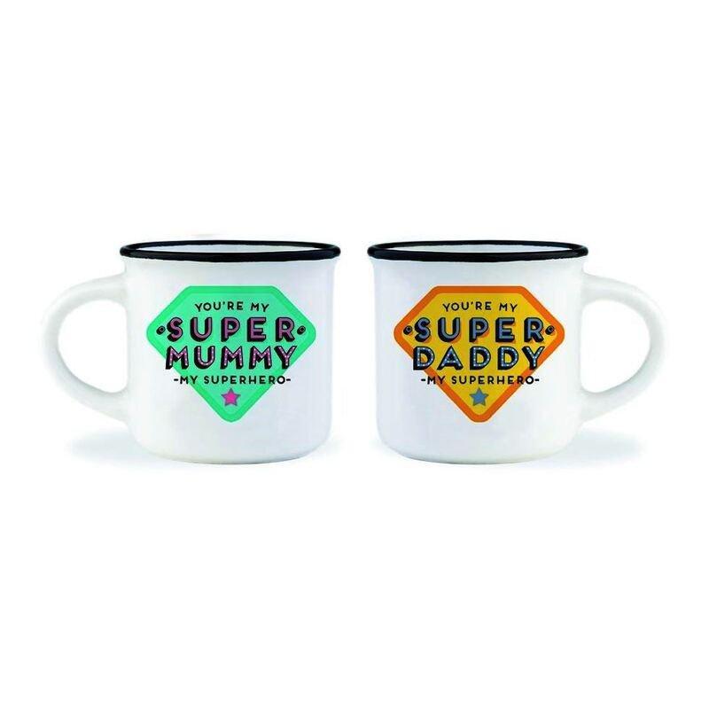 Legami Espresso for Two - Porelain Coffee Mugs 50 ml - Super Mum & Dad (Set of 2), , medium