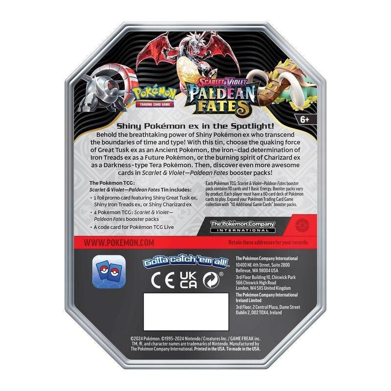 Pokemon TCG Scarlet & Violet 4.5 Paldean Fates Tin 4107 (4 Booster) (Assortment - Includes 1), , large image number 1