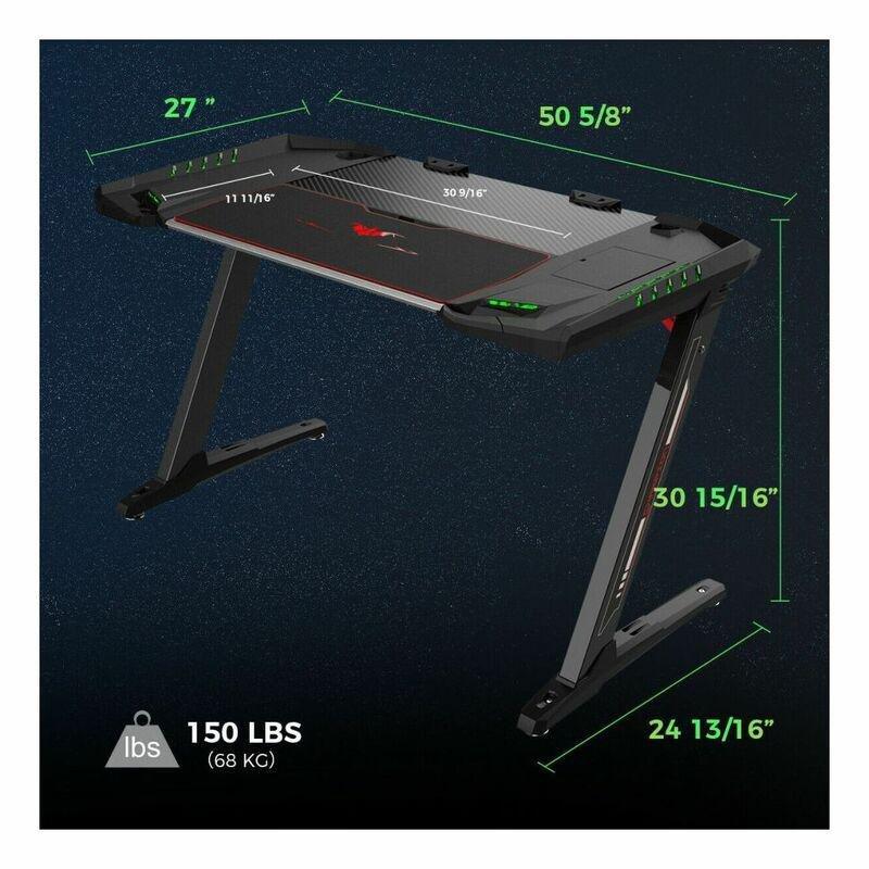 Eureka Ergonomic General Series Z2 51-Inch E-Sports Gaming Desk with RGB Lights, , large image number 1