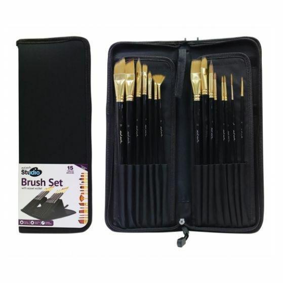 Mont Marte Studio Brush Set In Easel Wallet (15 Brushes), , medium