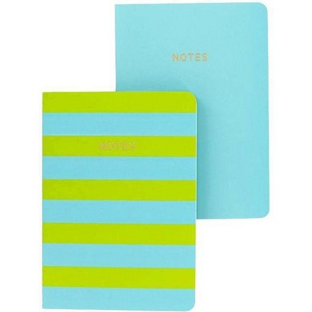 GO STATIONERY - Go Stationery Colourblock Teal/Lime Stripe A6 Set Of 2 Notebooks