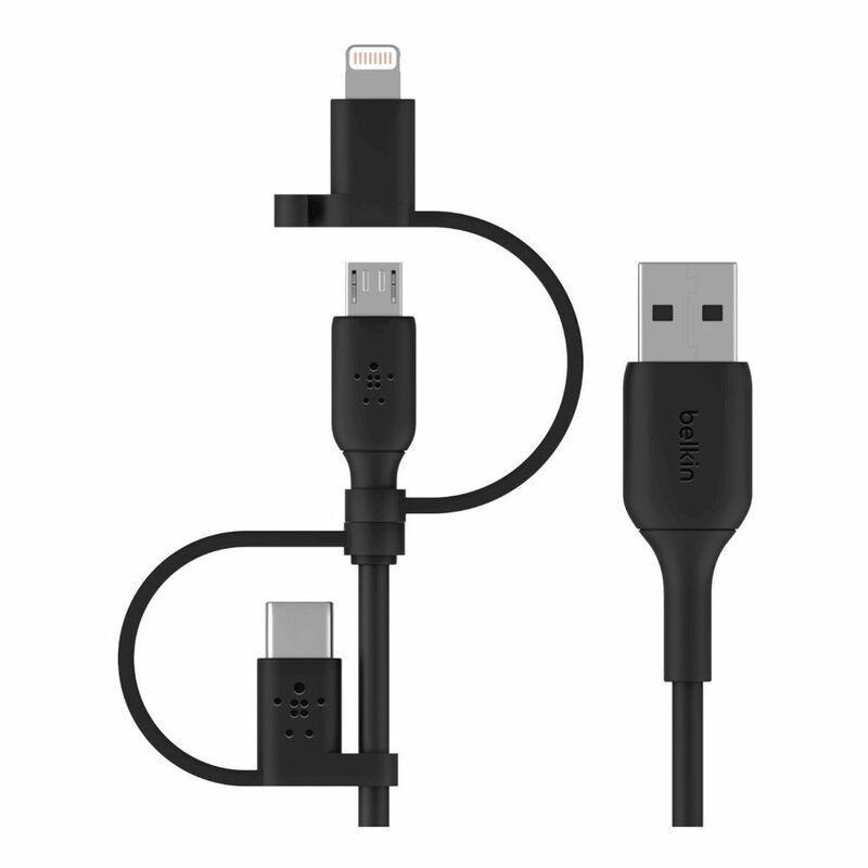Belkin 3-In-1 Lightning/Micro/Type-C Cable 1.2M Black, , large image number 0