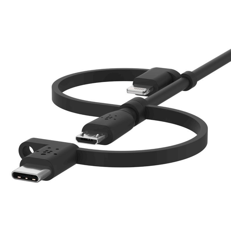 Belkin 3-In-1 Lightning/Micro/Type-C Cable 1.2M Black, , large image number 1