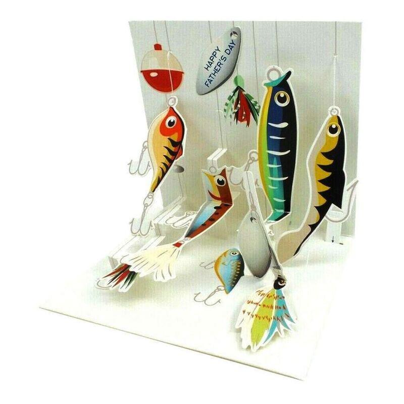 Up with Paper Pop-Up Treasures Greeting Card - Fishing Lures : :  Office Products