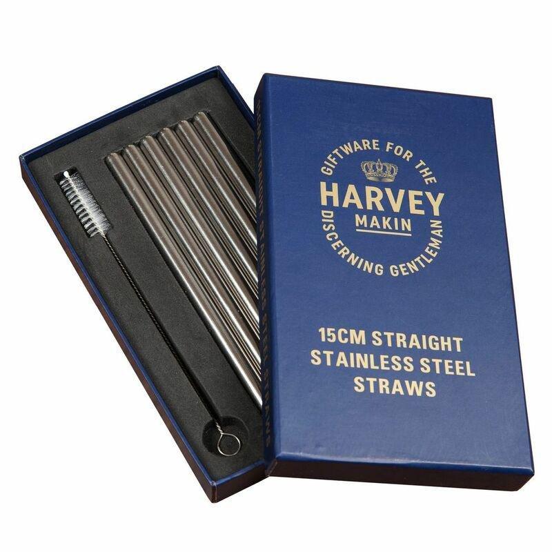 Harvey Makin Straight Stainless Steel Straws & Cleaning Brush (Set of 6), , large image number 0