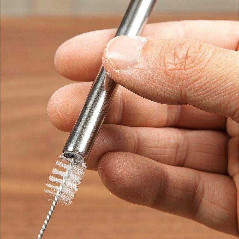 Harvey Makin Straight Stainless Steel Straws & Cleaning Brush (Set of 6), , large image number 1