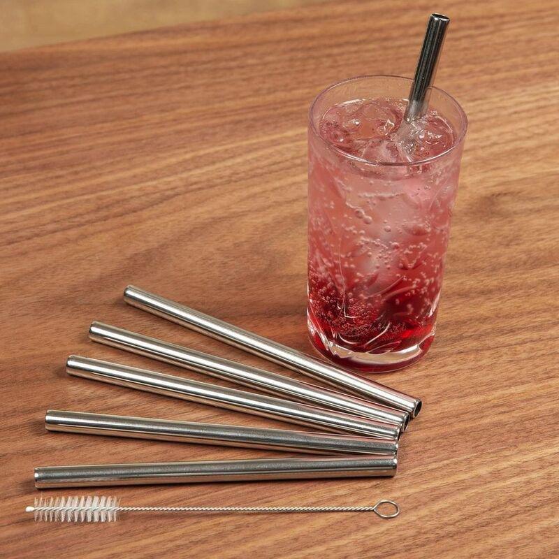 Harvey Makin Straight Stainless Steel Straws & Cleaning Brush (Set of 6), , large image number 2