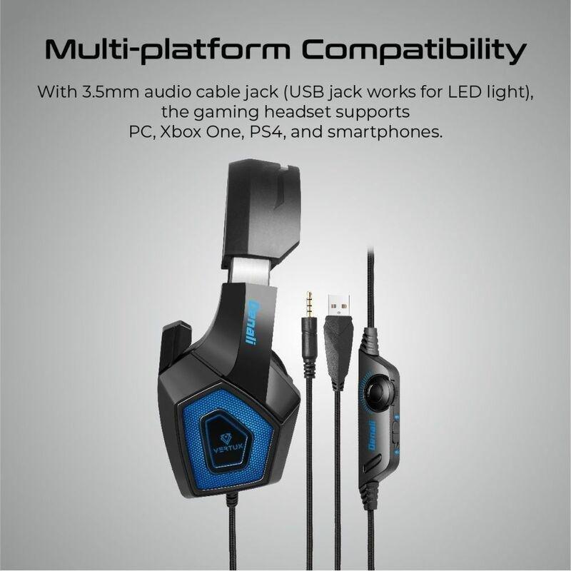 VERTUX - Vertux Denali High Fidelity Suroud Sound Gaming Headset Blue