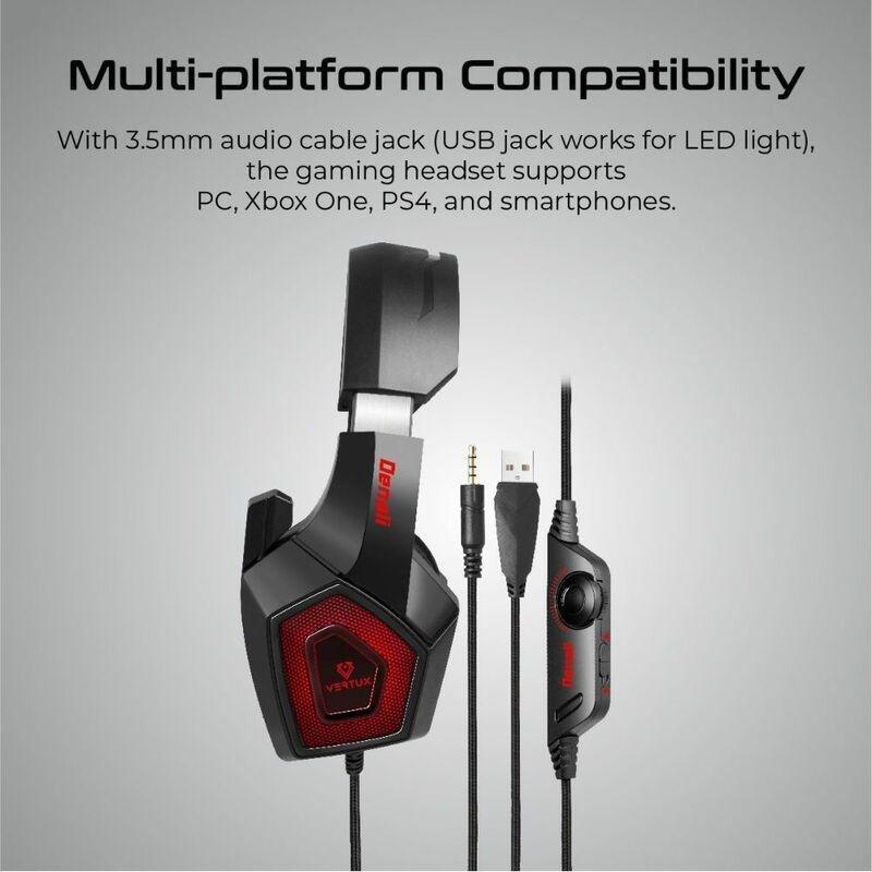 Vertux Denali High Fidelity Suroud Sound Gaming Headset Red, , large image number 2