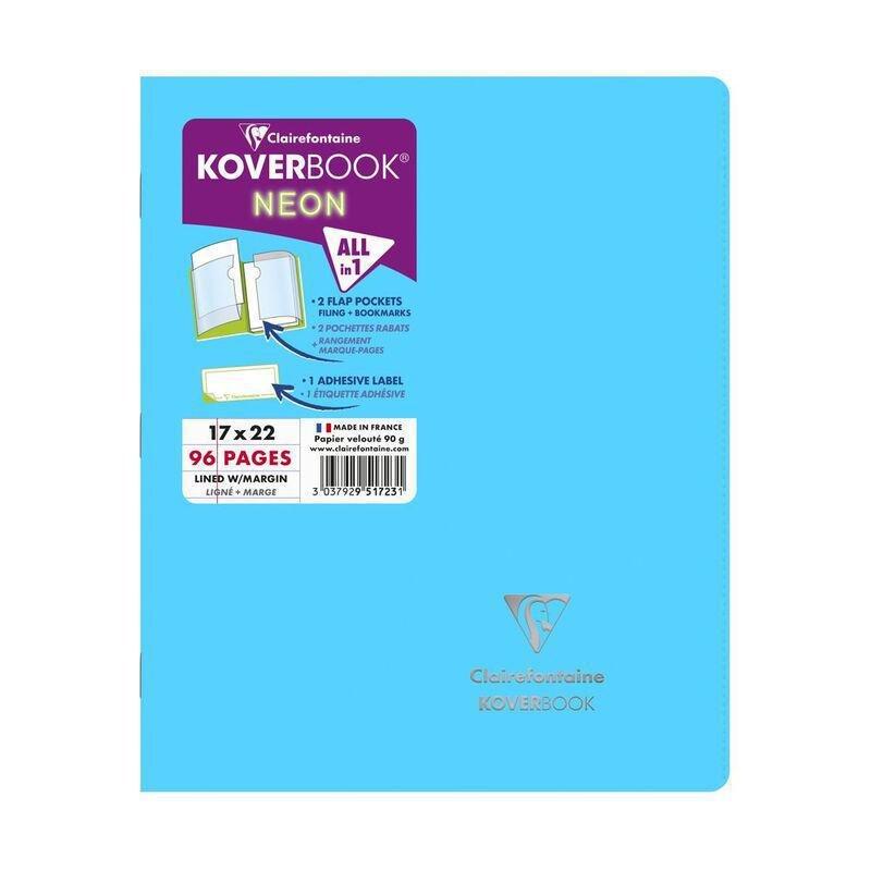 Clairefontaine Koverbook Neon Stapled Opaque Polypro Notebook - 48 Lined Sheets (17 x 22 cm) (Assorted Colours - Includes 1), , large image number 1