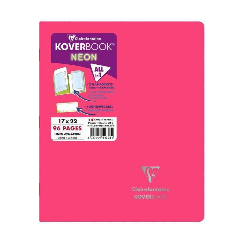 Clairefontaine Koverbook Neon Stapled Opaque Polypro Notebook - 48 Lined Sheets (17 x 22 cm) (Assorted Colours - Includes 1), , large image number 4