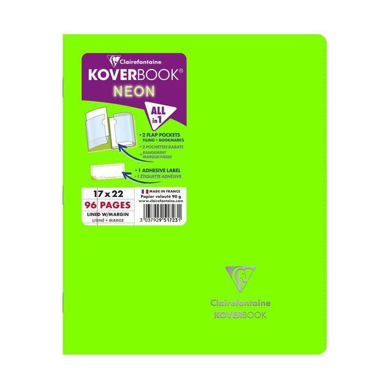 Clairefontaine Koverbook Neon Stapled Opaque Polypro Notebook - 48 Lined Sheets (17 x 22 cm) (Assorted Colours - Includes 1), , large image number 5